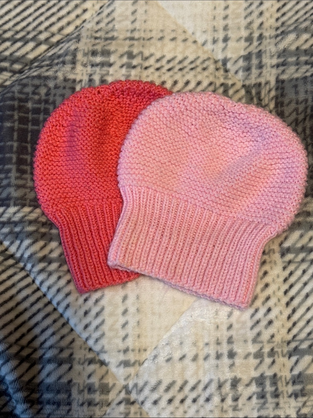Infant Soft Knit Beanie Baby Hat - Pink & Coral